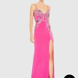 Mac Duggal Hot Pink Embellished Prom Dress